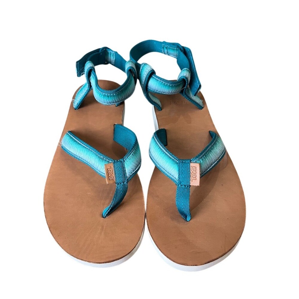 Teva Original Ombre Sandals Womens Size 11 Teal Aqua Strappy Ankle Strap